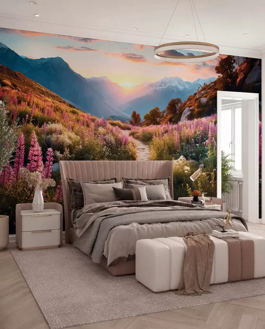 murais de parede Flores mágicas da paisagem da montanha u96210