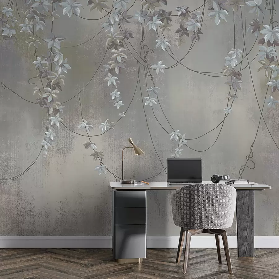 murais de parede Galhos pendurados com folhas e flores u95926