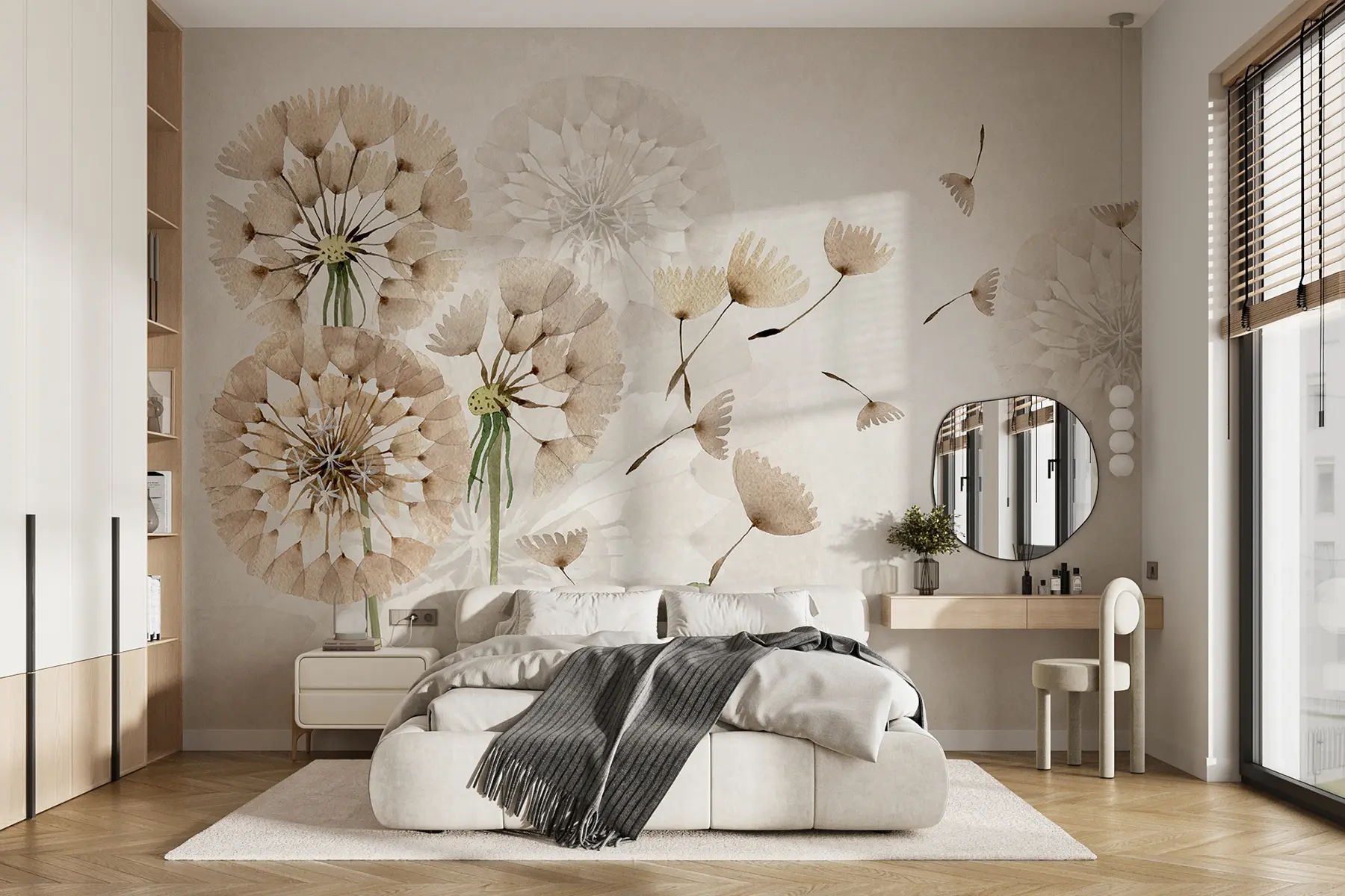 murais de parede dente de leão bege u09252