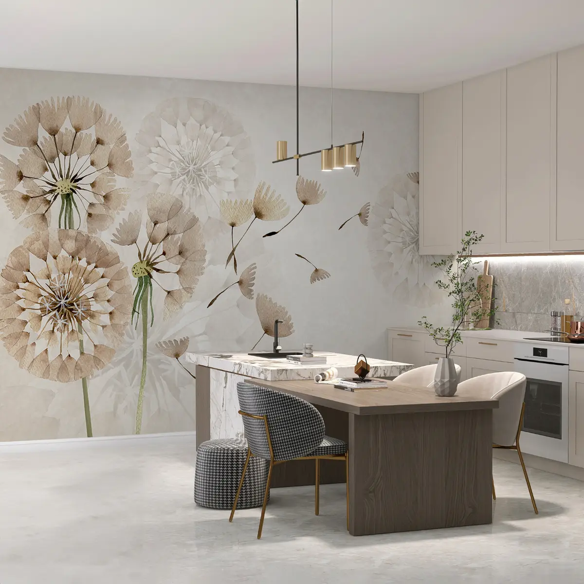 murais de parede dente de leão bege u09252