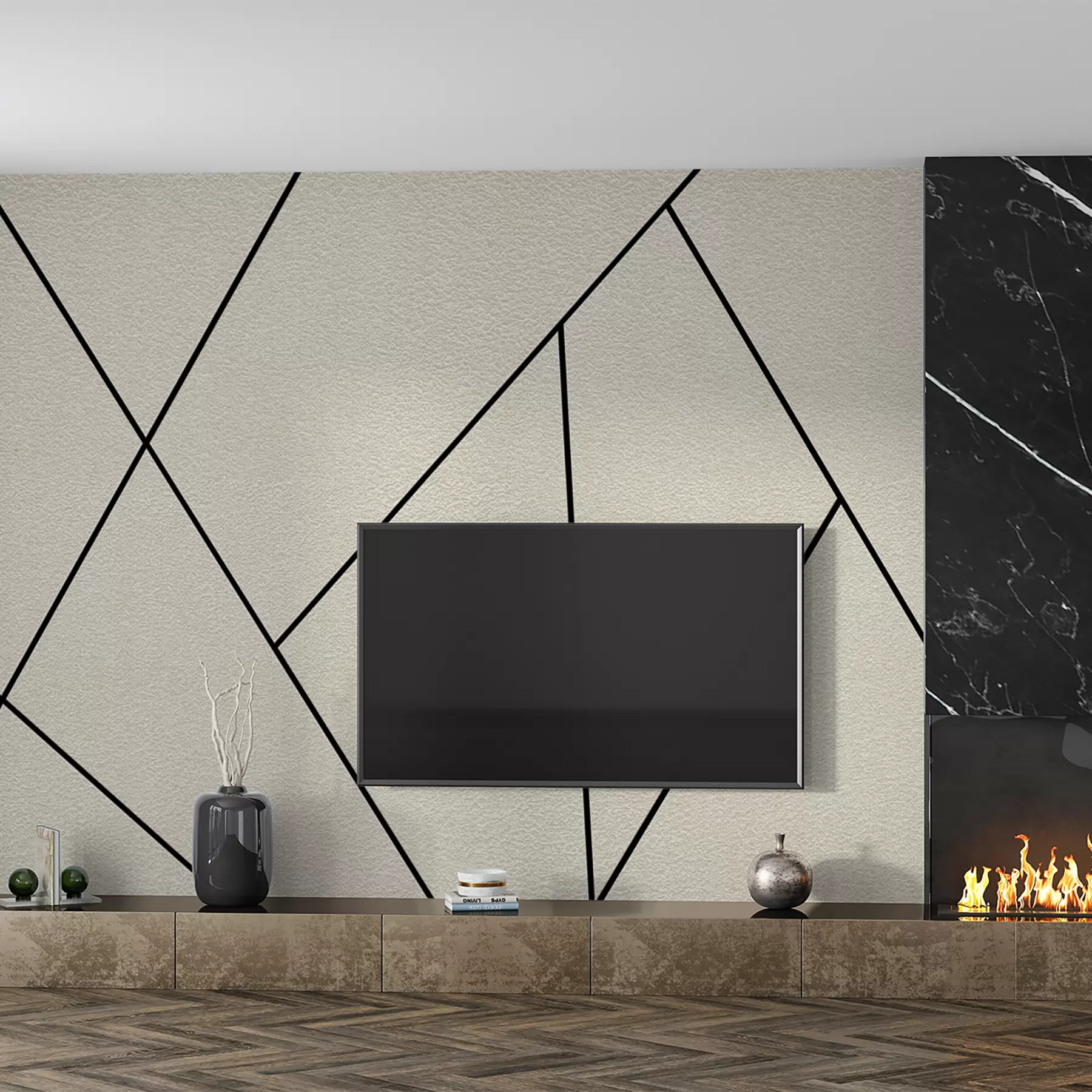 murais de parede Cruzamentos na parede, estilo minimalista u11256