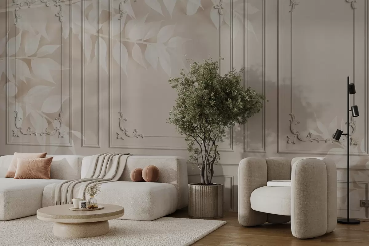 murais de parede Painéis Boiserie clássicos ingleses com folhas u96165