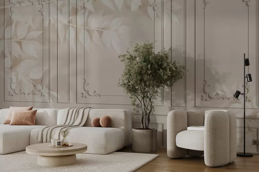 murais de parede Painéis Boiserie clássicos ingleses com folhas u96165