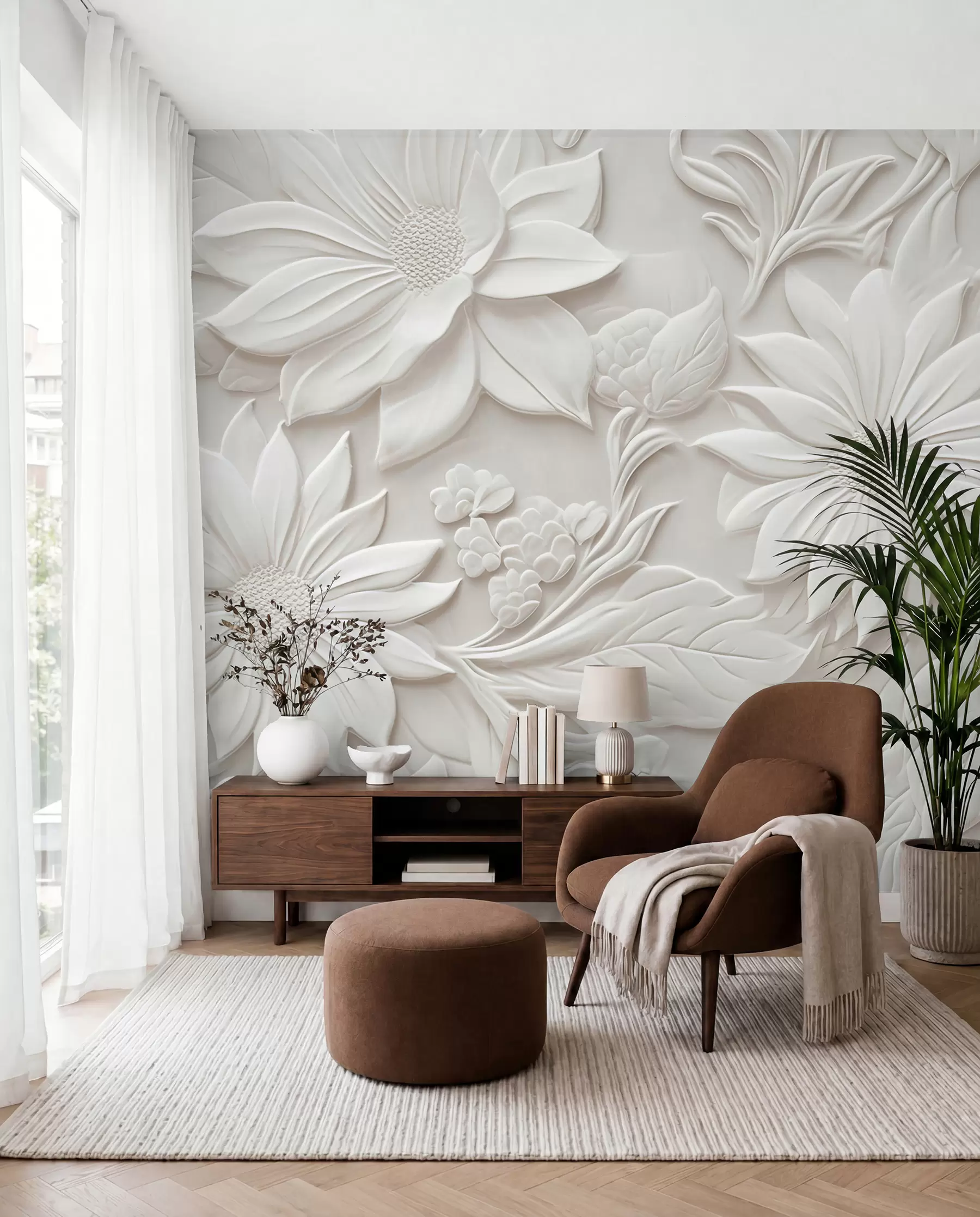 murais de parede flores 3-D u96695
