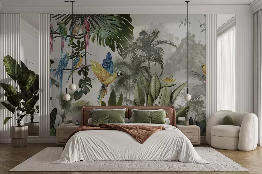 murais de parede Papagaios na floresta tropical u95693