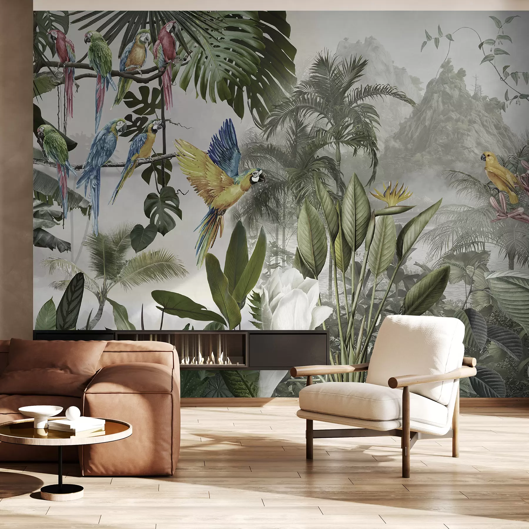 murais de parede Papagaios na floresta tropical u95693