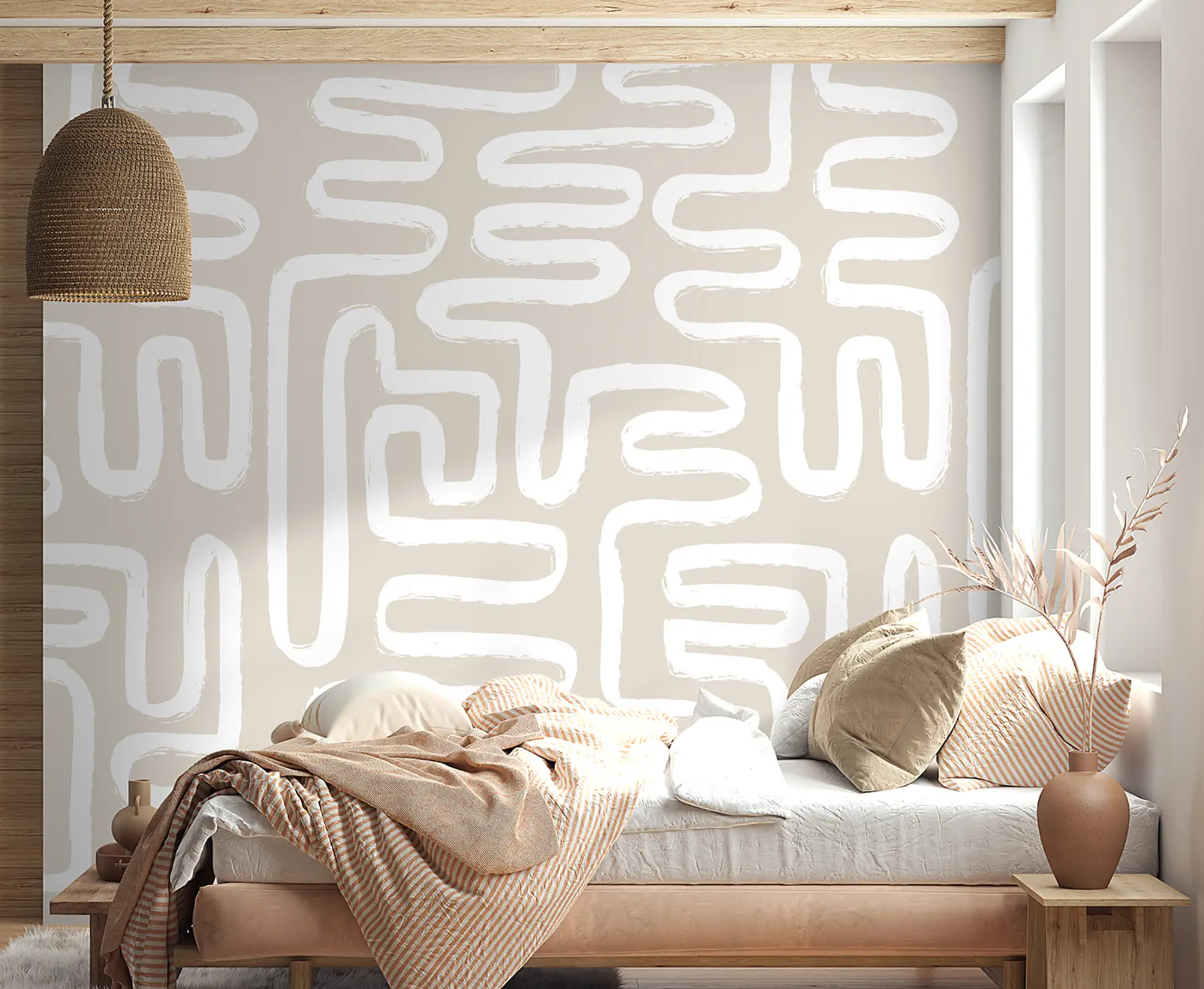 murais de parede Labirinto abstrato em tons pastel u96457