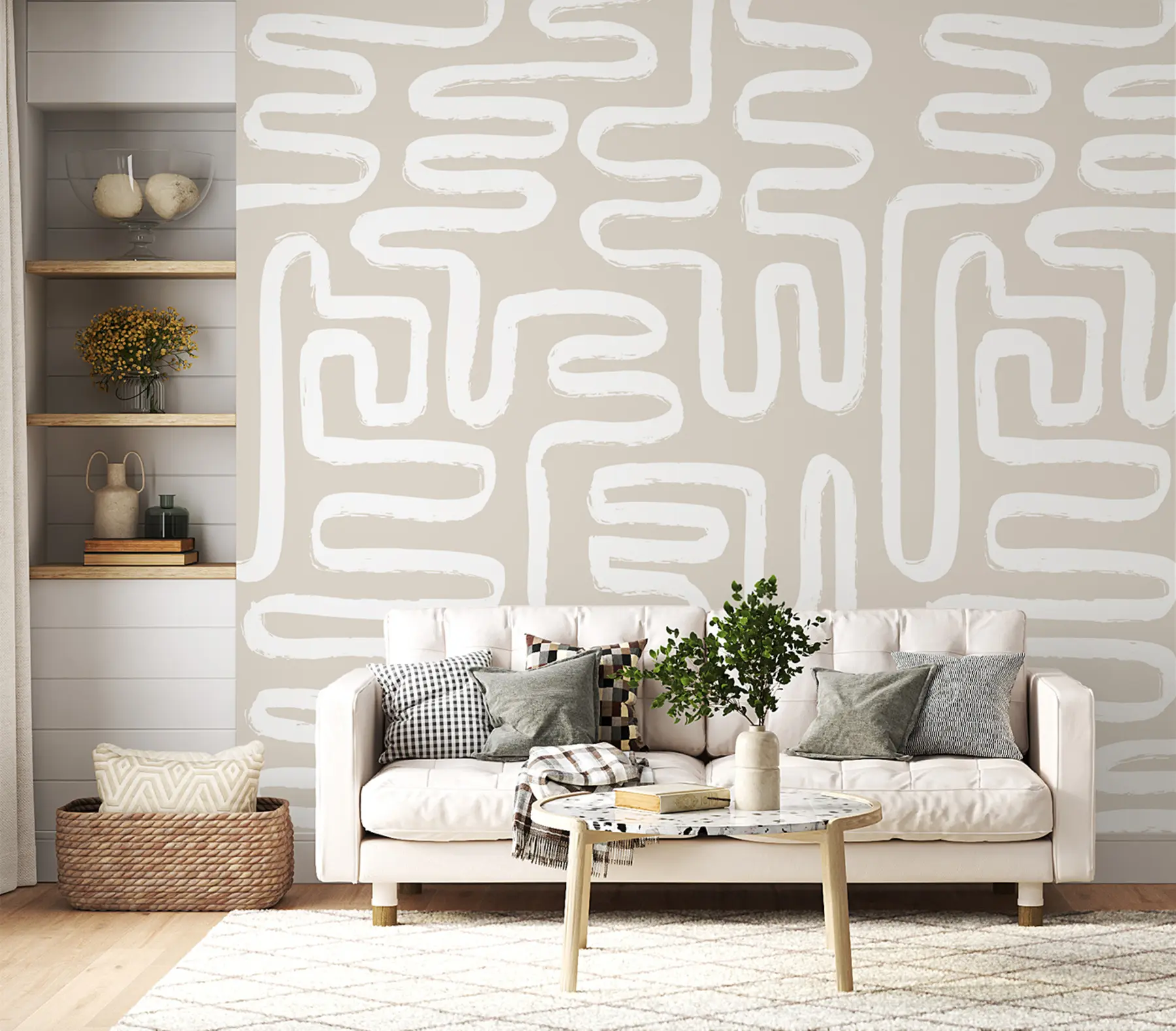 murais de parede Labirinto abstrato em tons pastel u96457