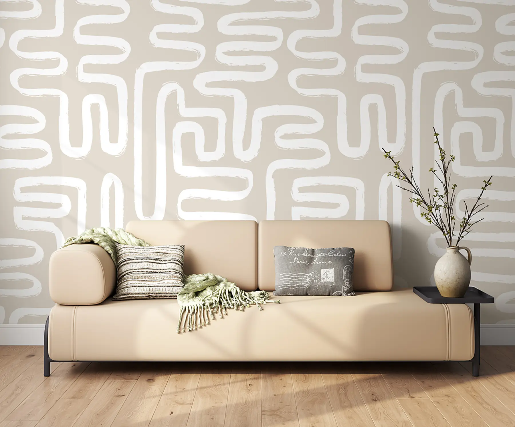murais de parede Labirinto abstrato em tons pastel u96457