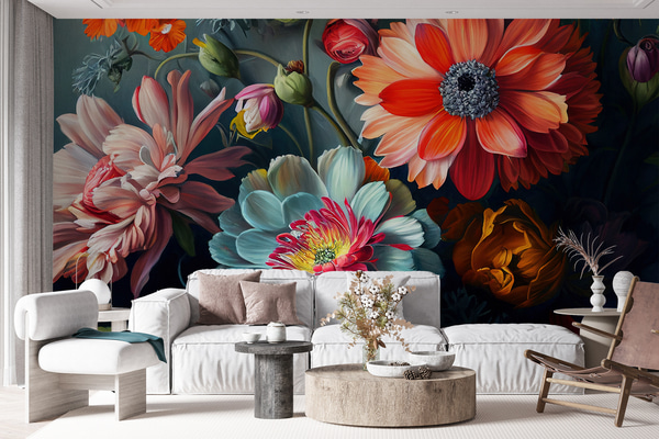 Papéis de parede Noite de flores escarlates, Papel de parede 3D, Papel de parede Flor 3D, u96631 : Uwalls.pt