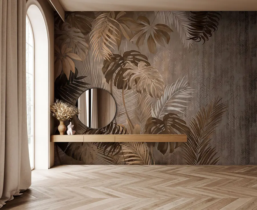 murais de parede Folhas tropicais em estilo grunge u97012