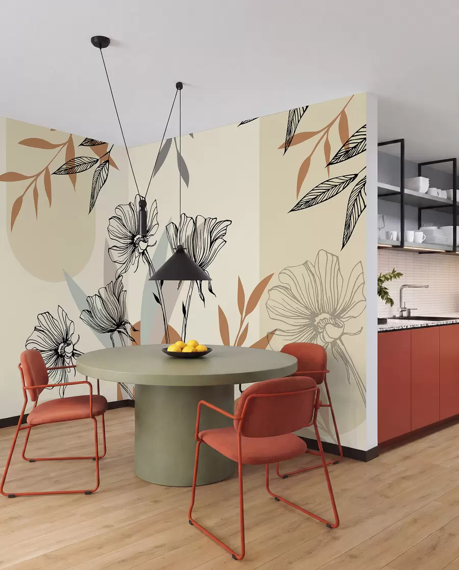 murais de parede Papéis de parede populares em estilo boho com flores u97028