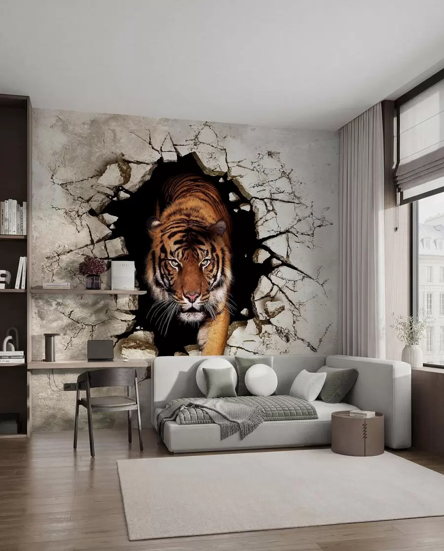 murais de parede tigre 3D u97031