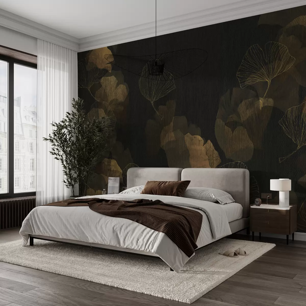 murais de parede Folhas de ginko populares u97142