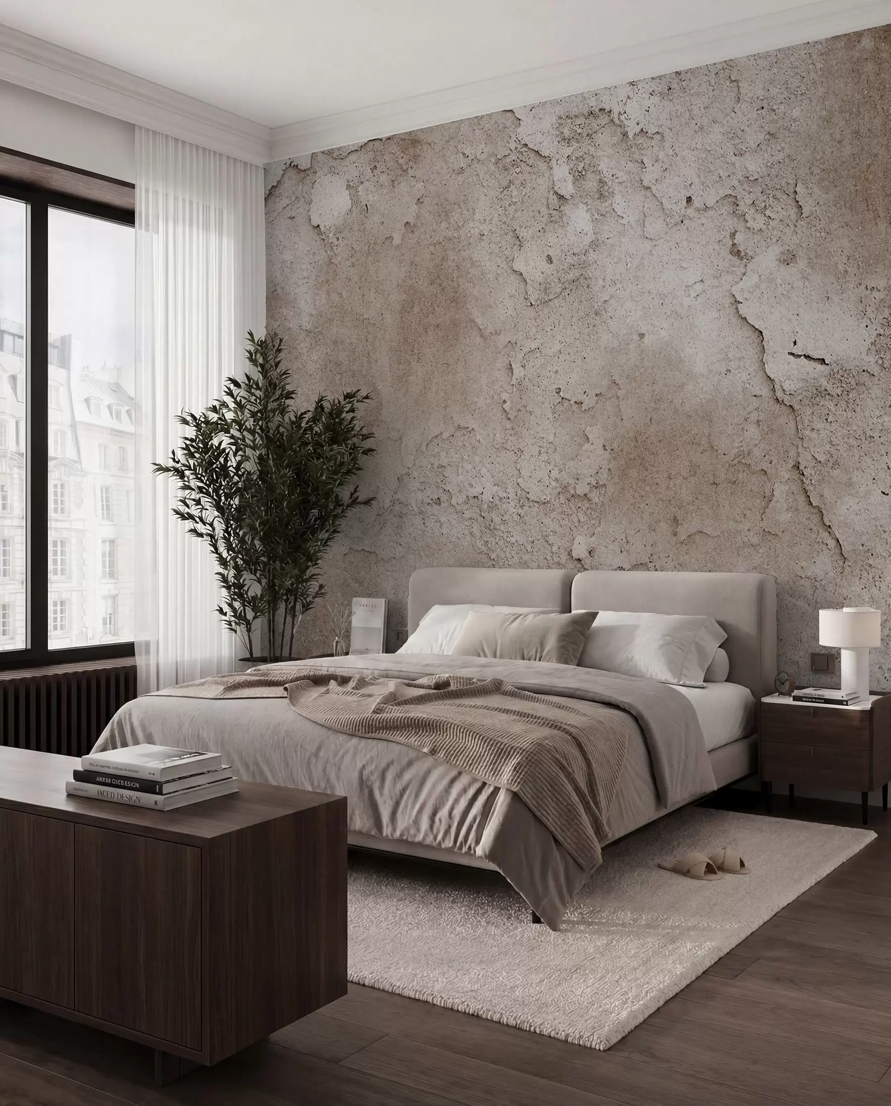 murais de parede Muro de concreto marrom com arestas u97237