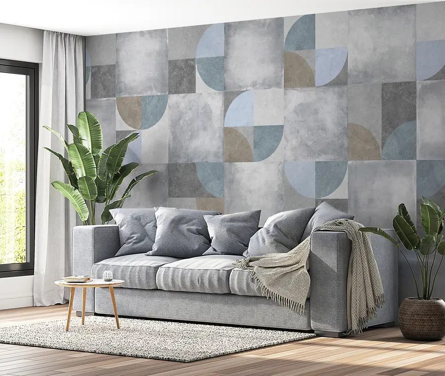 murais de parede Padrão geométrico abstrato com fundo de textura de cimento u97268