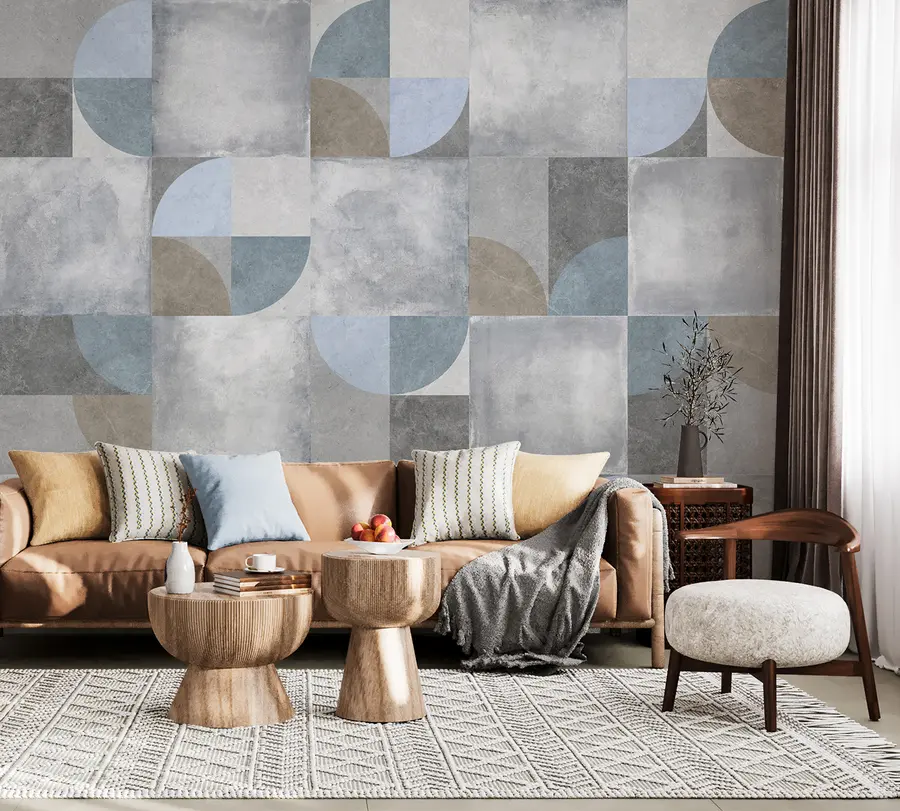 murais de parede Padrão geométrico abstrato com fundo de textura de cimento u97268