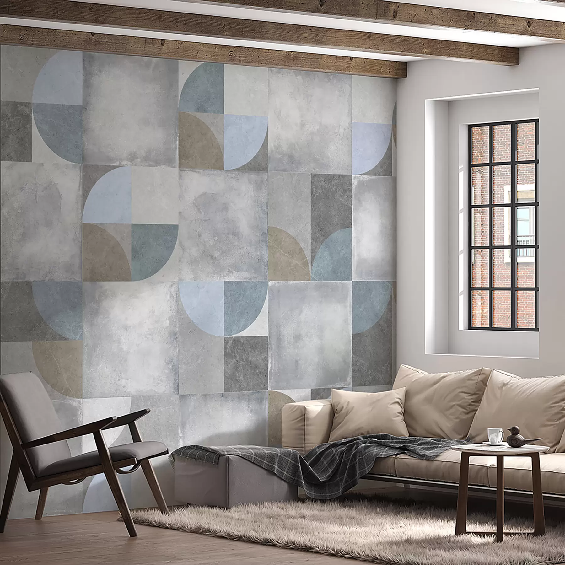 murais de parede Padrão geométrico abstrato com fundo de textura de cimento u97268
