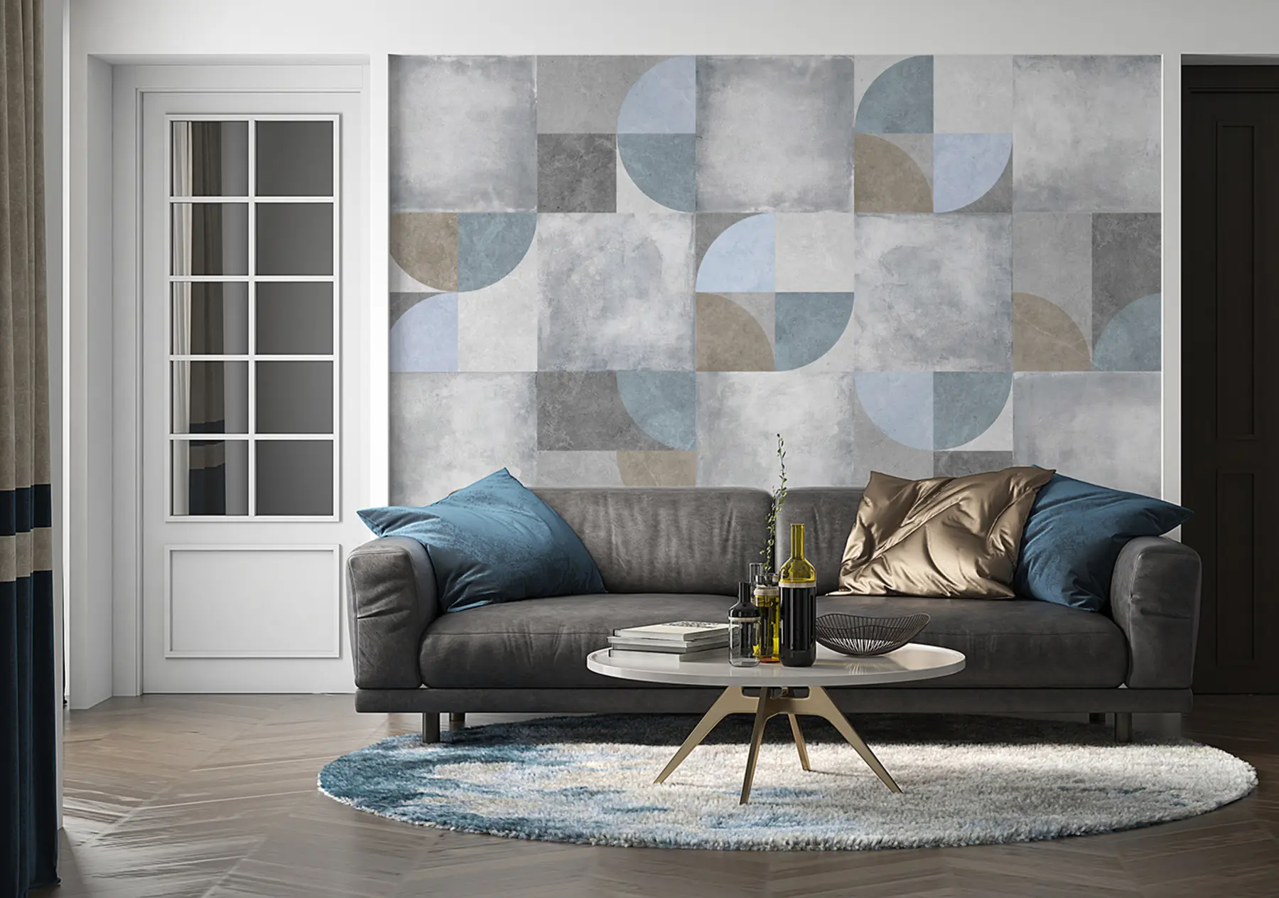 murais de parede Padrão geométrico abstrato com fundo de textura de cimento u97268