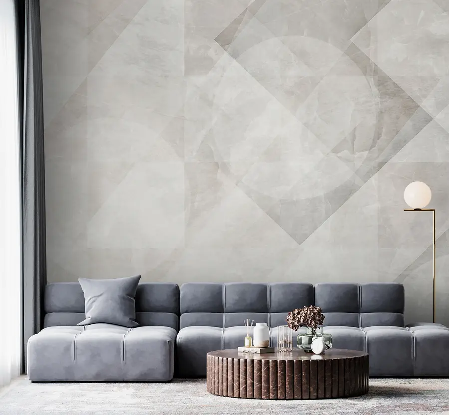 murais de parede Abstração geométrica sobre fundo de mármore em tons pastel u97269