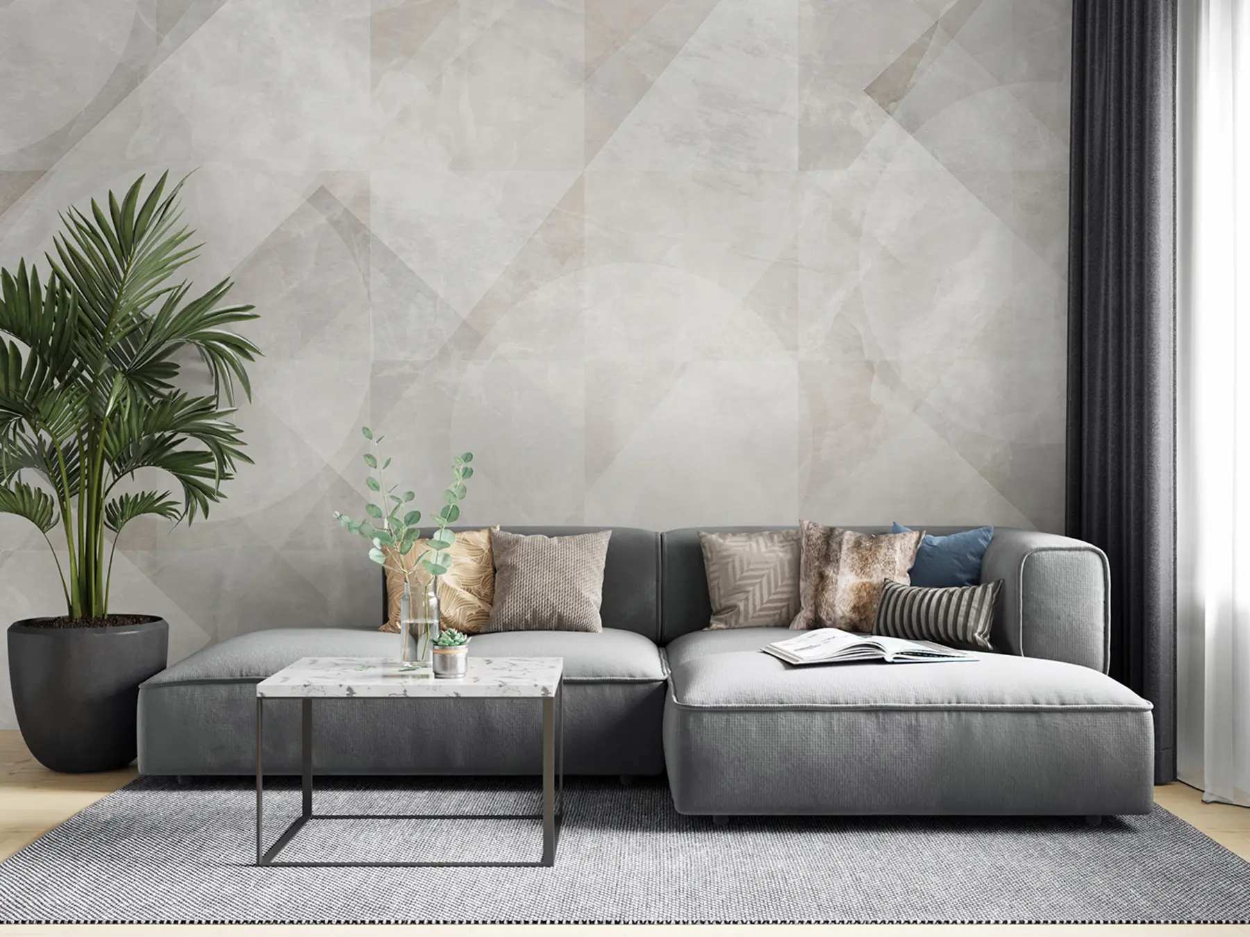 murais de parede Abstração geométrica sobre fundo de mármore em tons pastel u97269