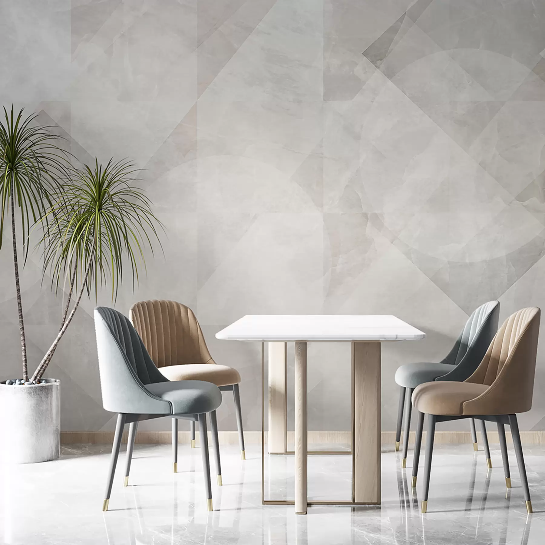 murais de parede Abstração geométrica sobre fundo de mármore em tons pastel u97269