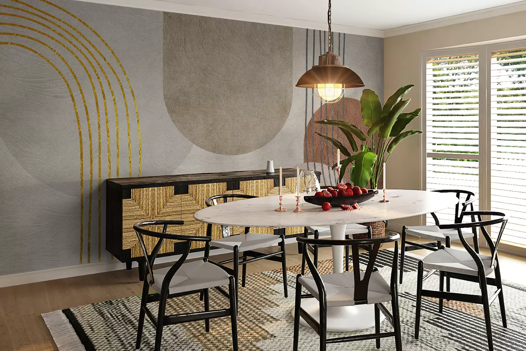 murais de parede Padrão boho abstrato u97255