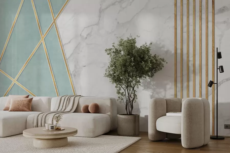 murais de parede Fundo de mármore com geometria e linhas u95385