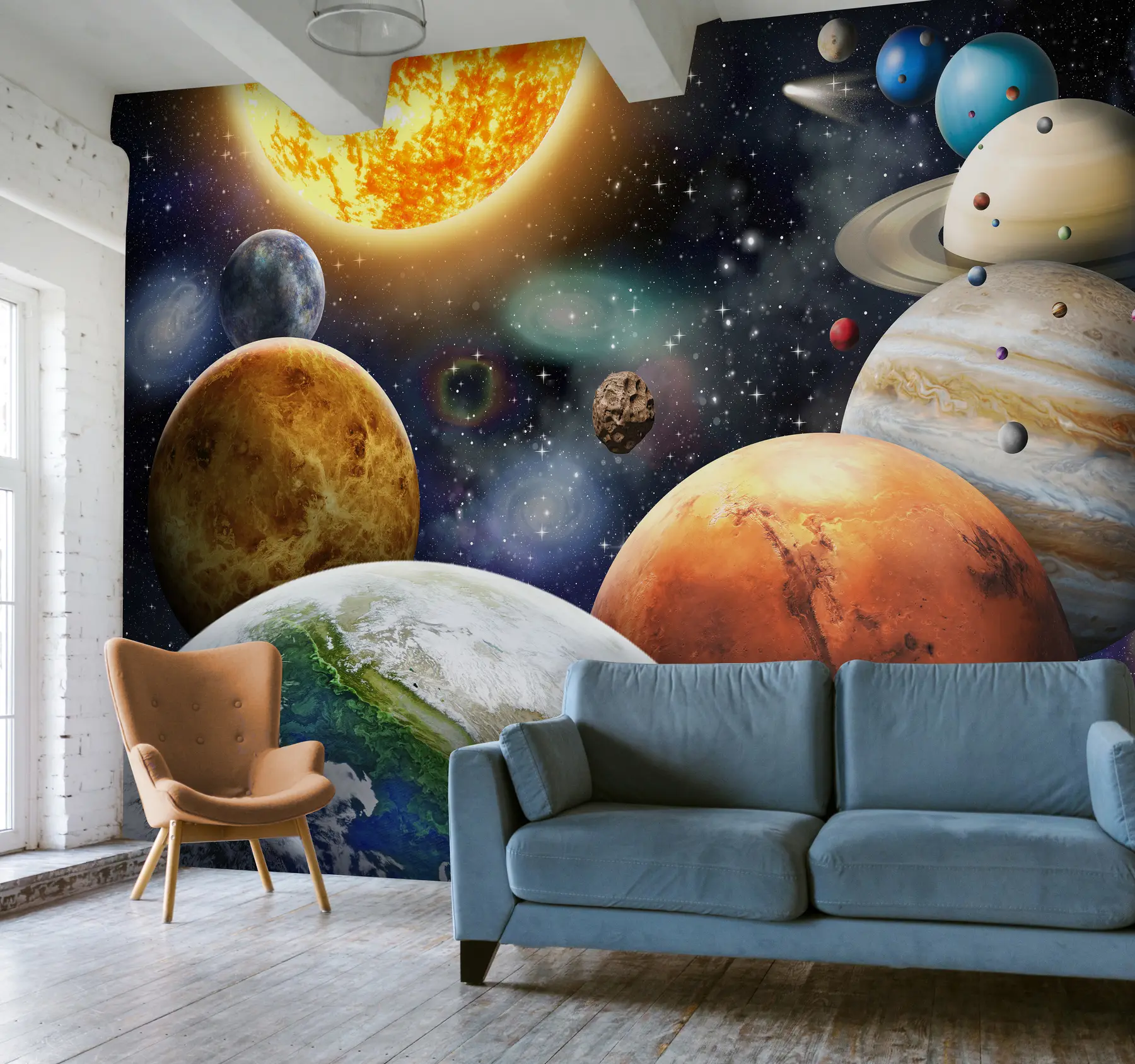 murais de parede Planetas coloridos do sistema solar u97422
