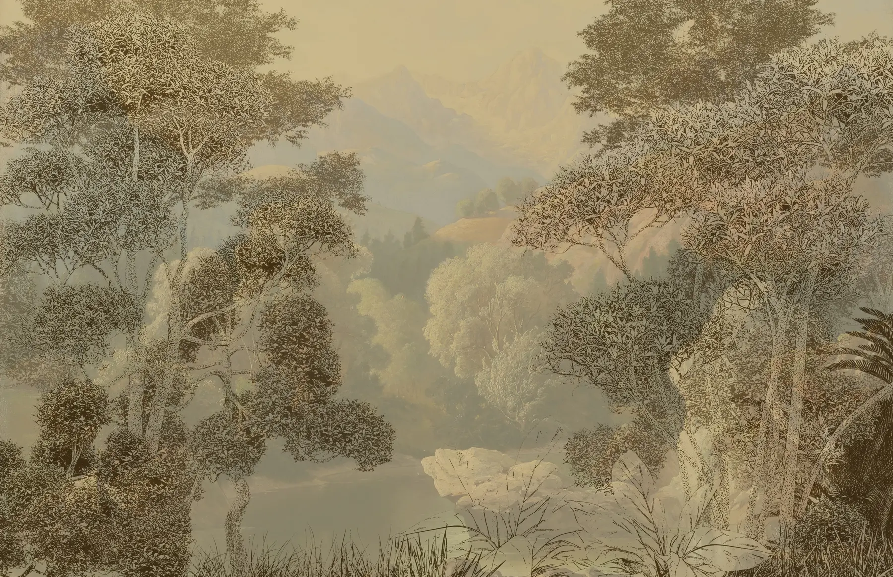 murais de parede Floresta tropical em tons marrons u97403