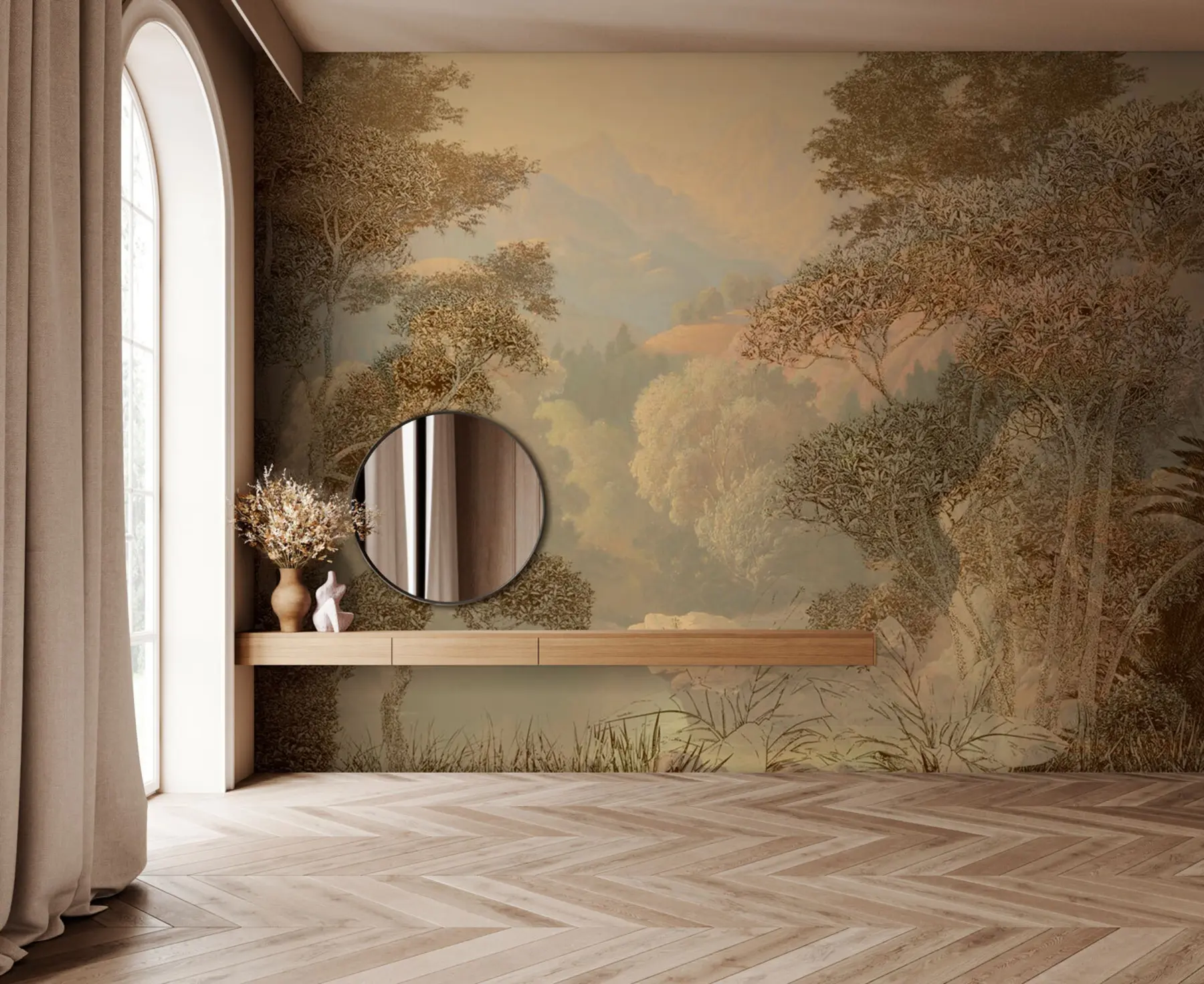 murais de parede Floresta tropical em tons marrons u97403