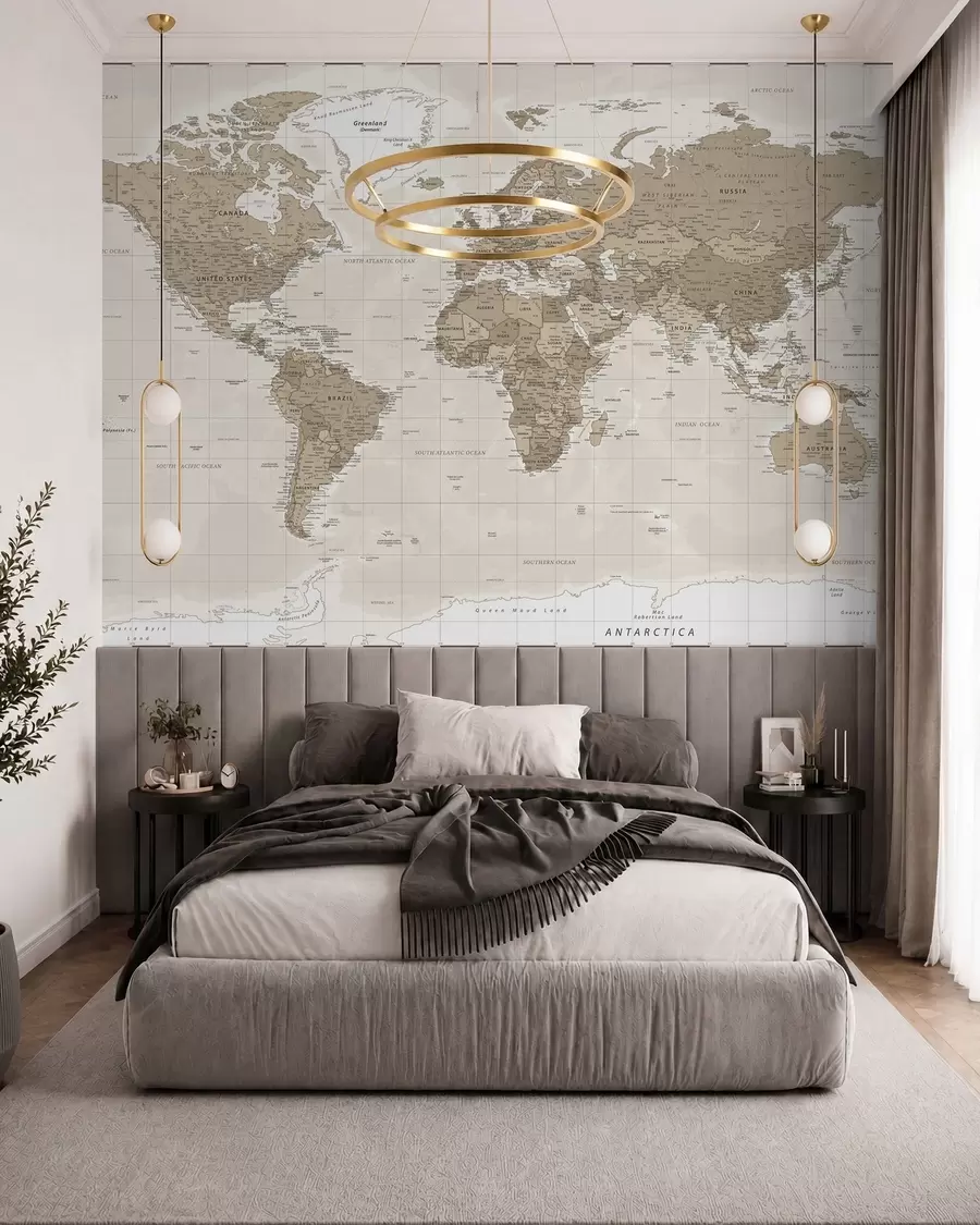 murais de parede Loft com mapa-mundo vintage u97342