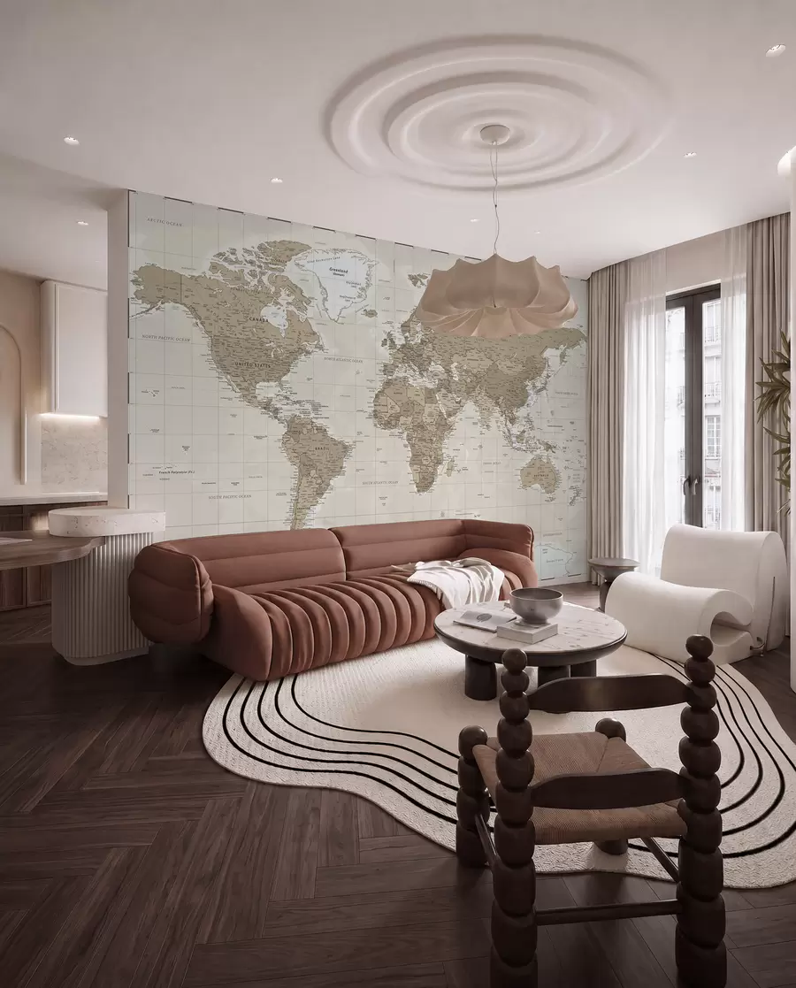 murais de parede Mapa do mundo vintage u97342