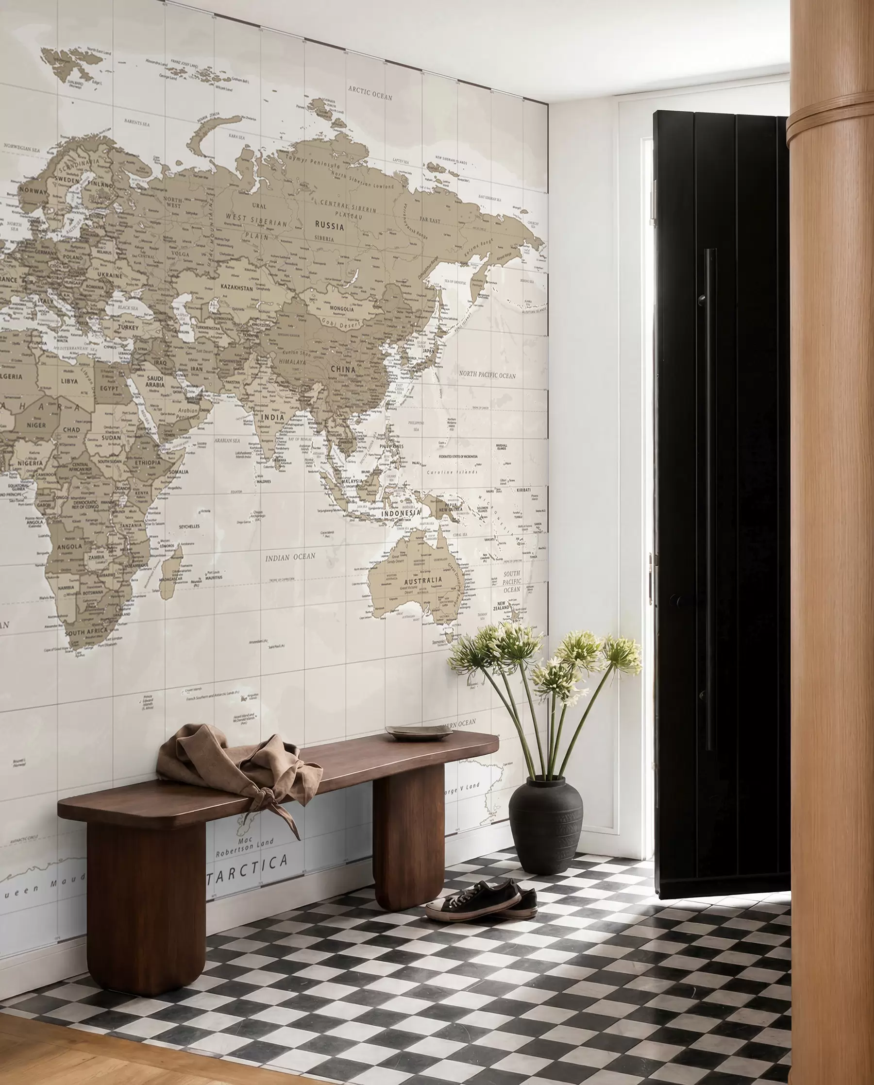 murais de parede Loft com mapa-mundo vintage u97342