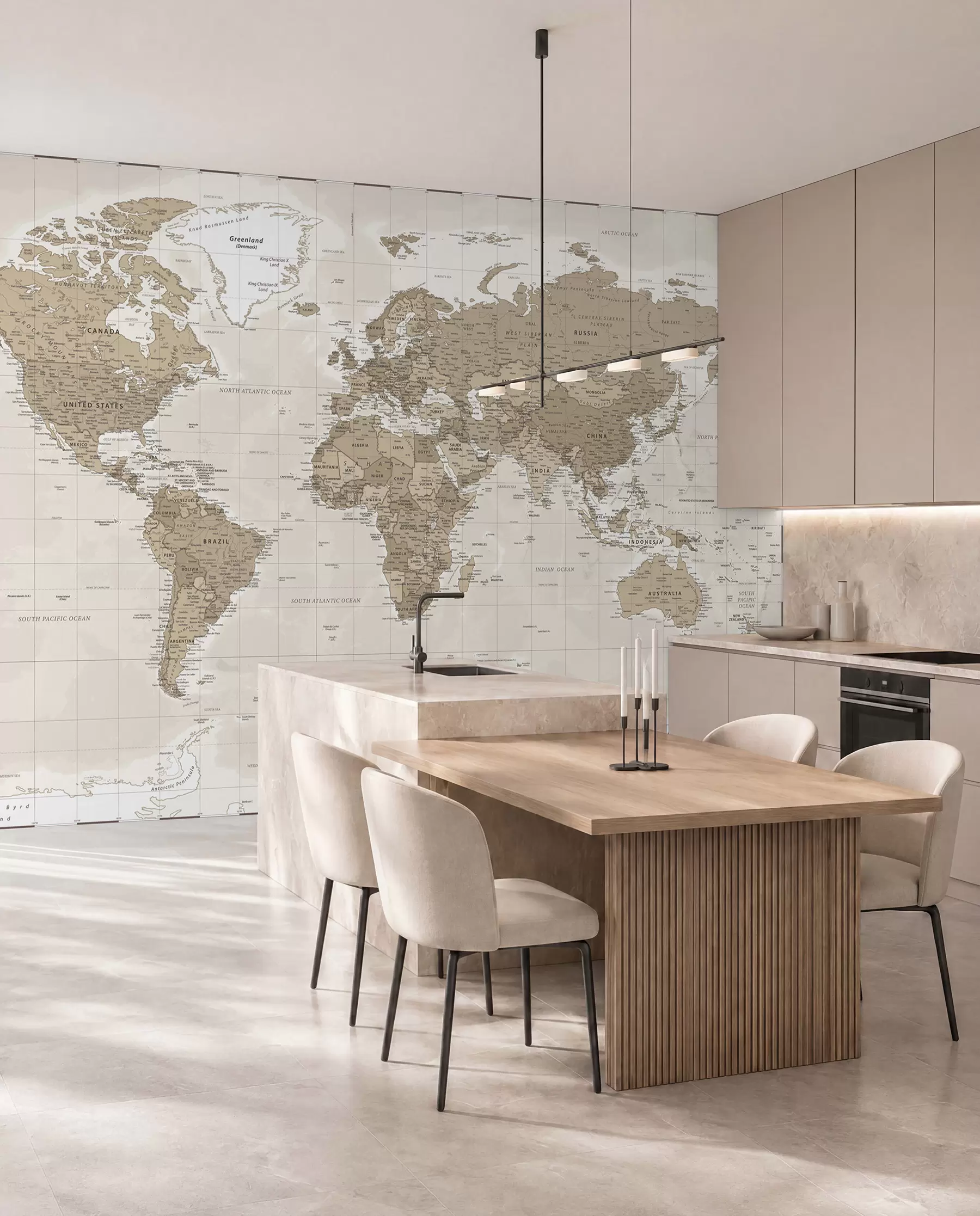 murais de parede Loft com mapa-mundo vintage u97342
