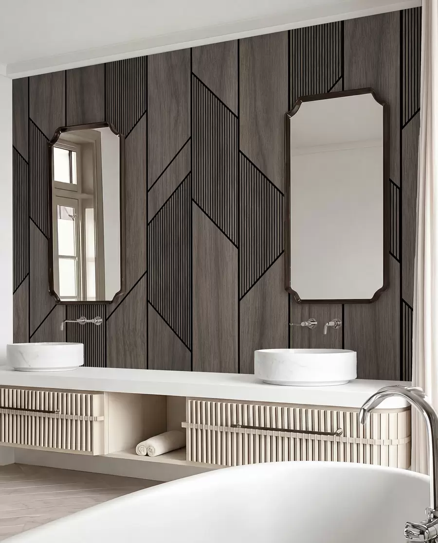 murais de parede Painéis geométricos com textura de madeira u97427
