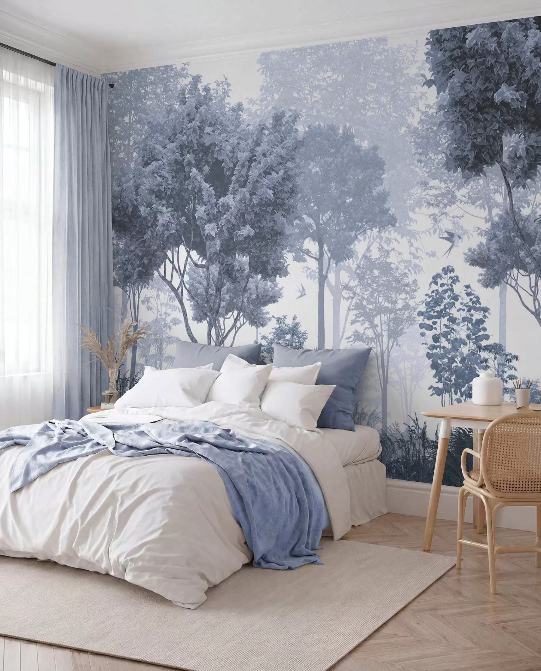 murais de parede Clareira do bosque em azul u72134v1