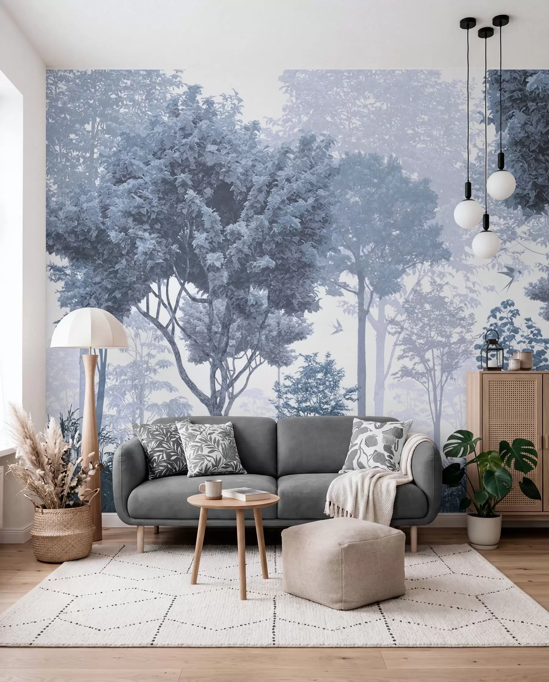 murais de parede Clareira do bosque em azul u72134v1