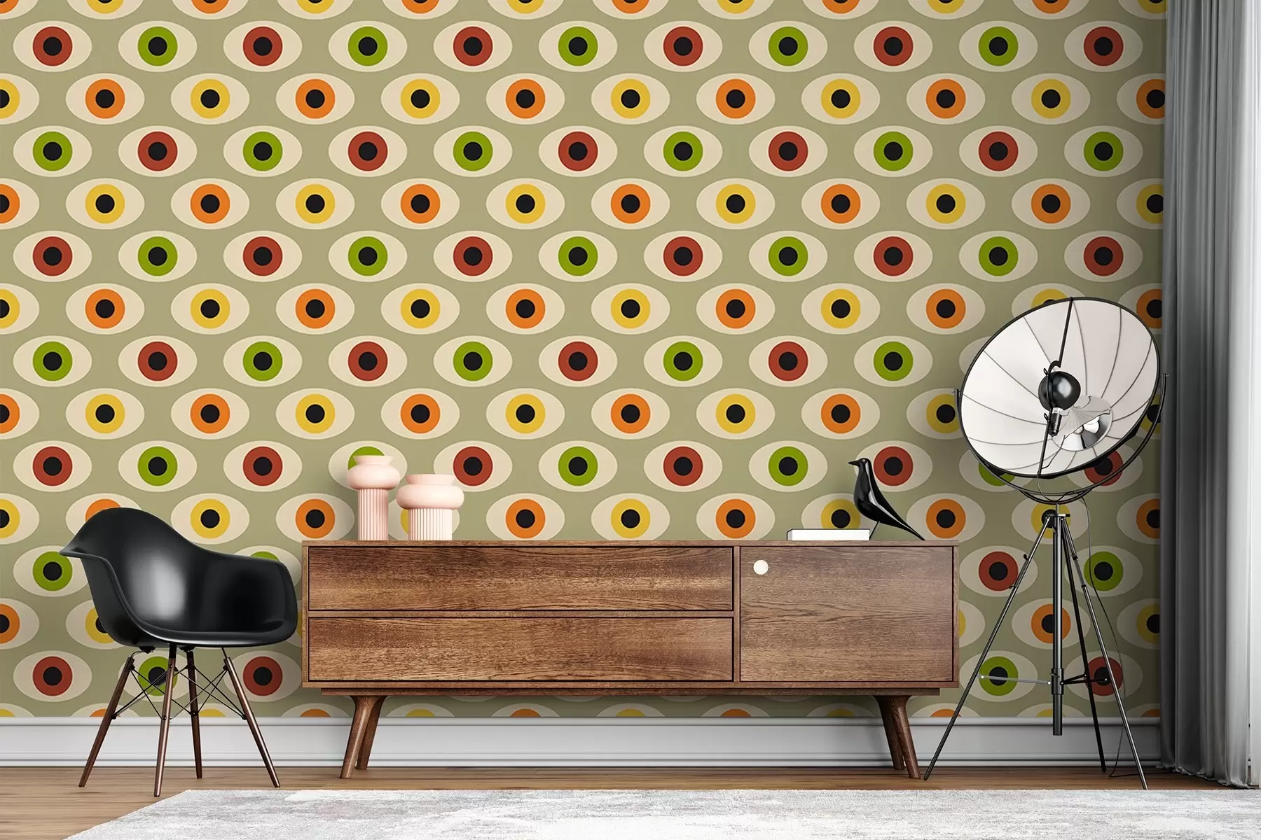 murais de parede Olhos de estilo retro em cores verdes u51618v2