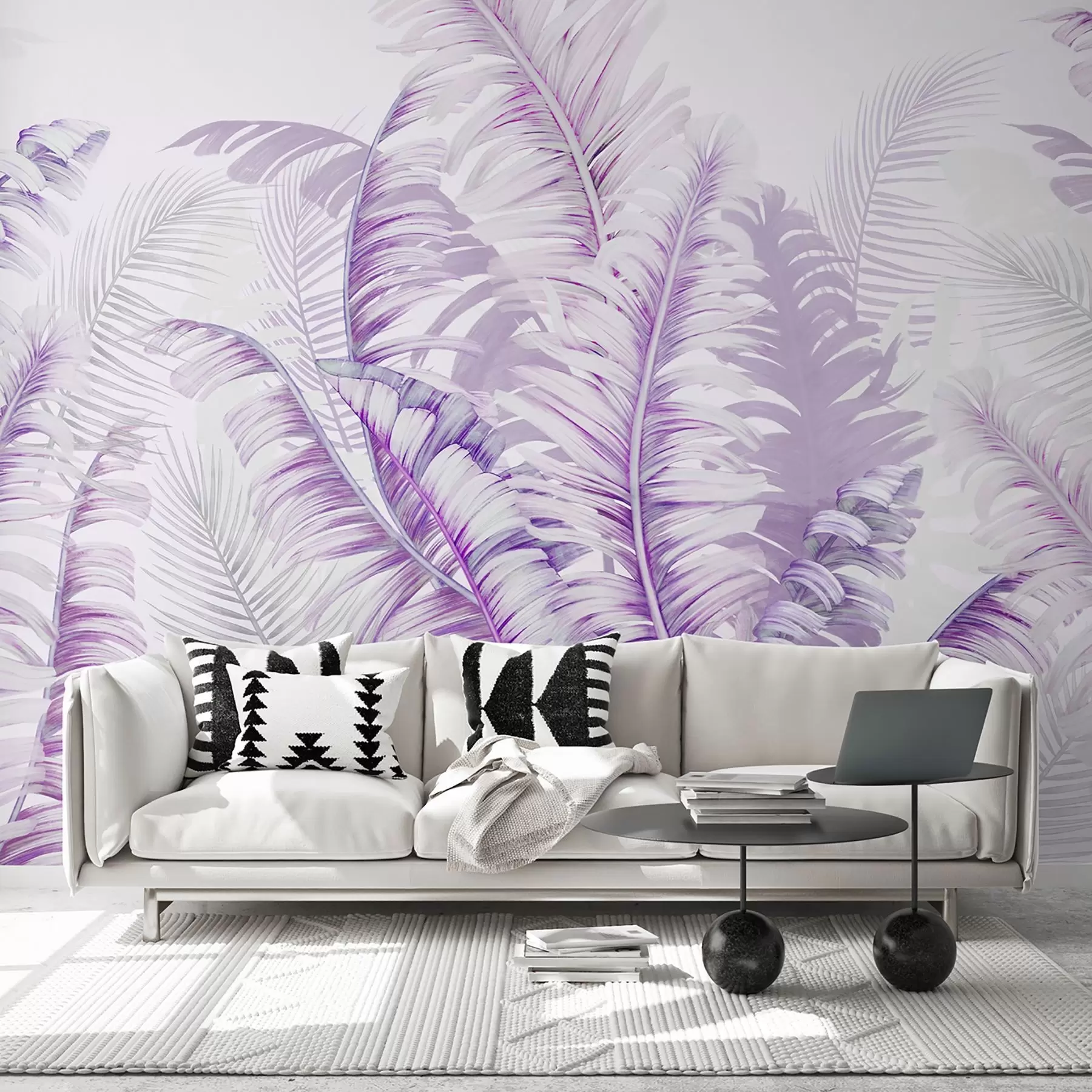 murais de parede folhas tropicais de cor púrpura u94469v2