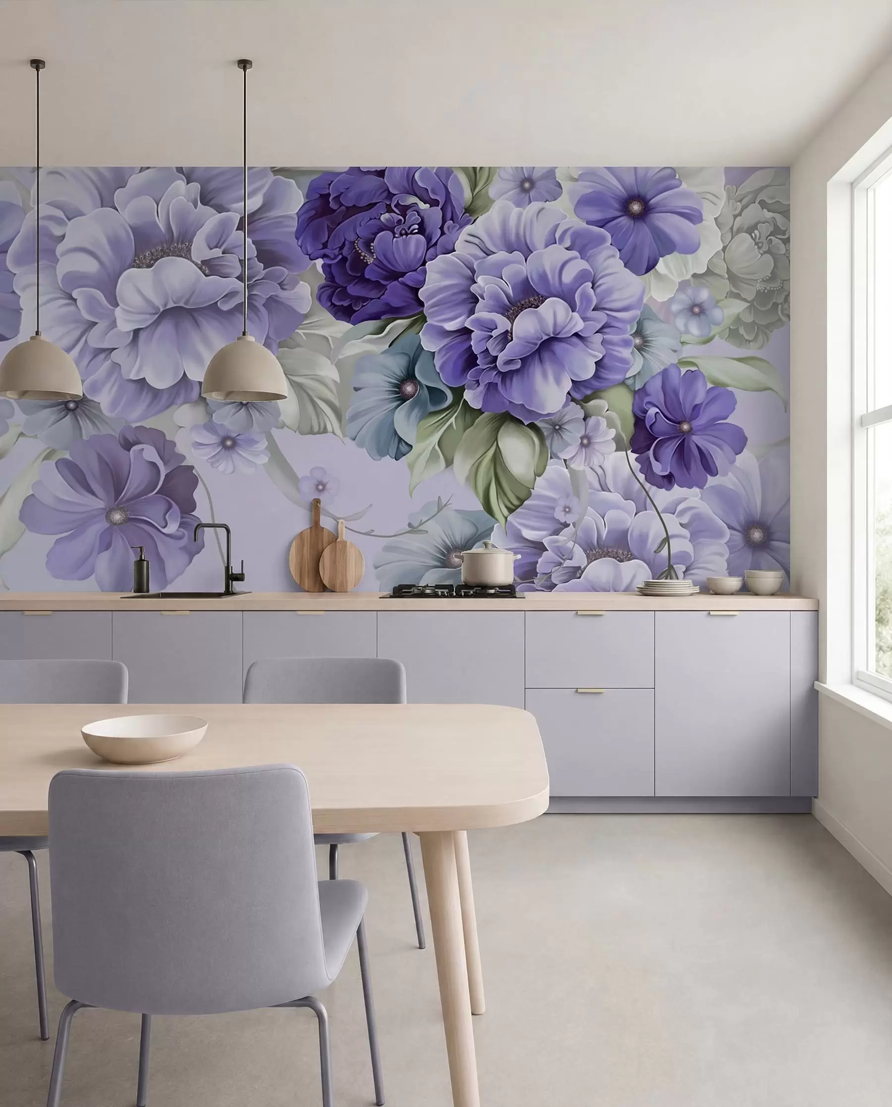 murais de parede Flores azuis delicadas em tons de azul u59900v2