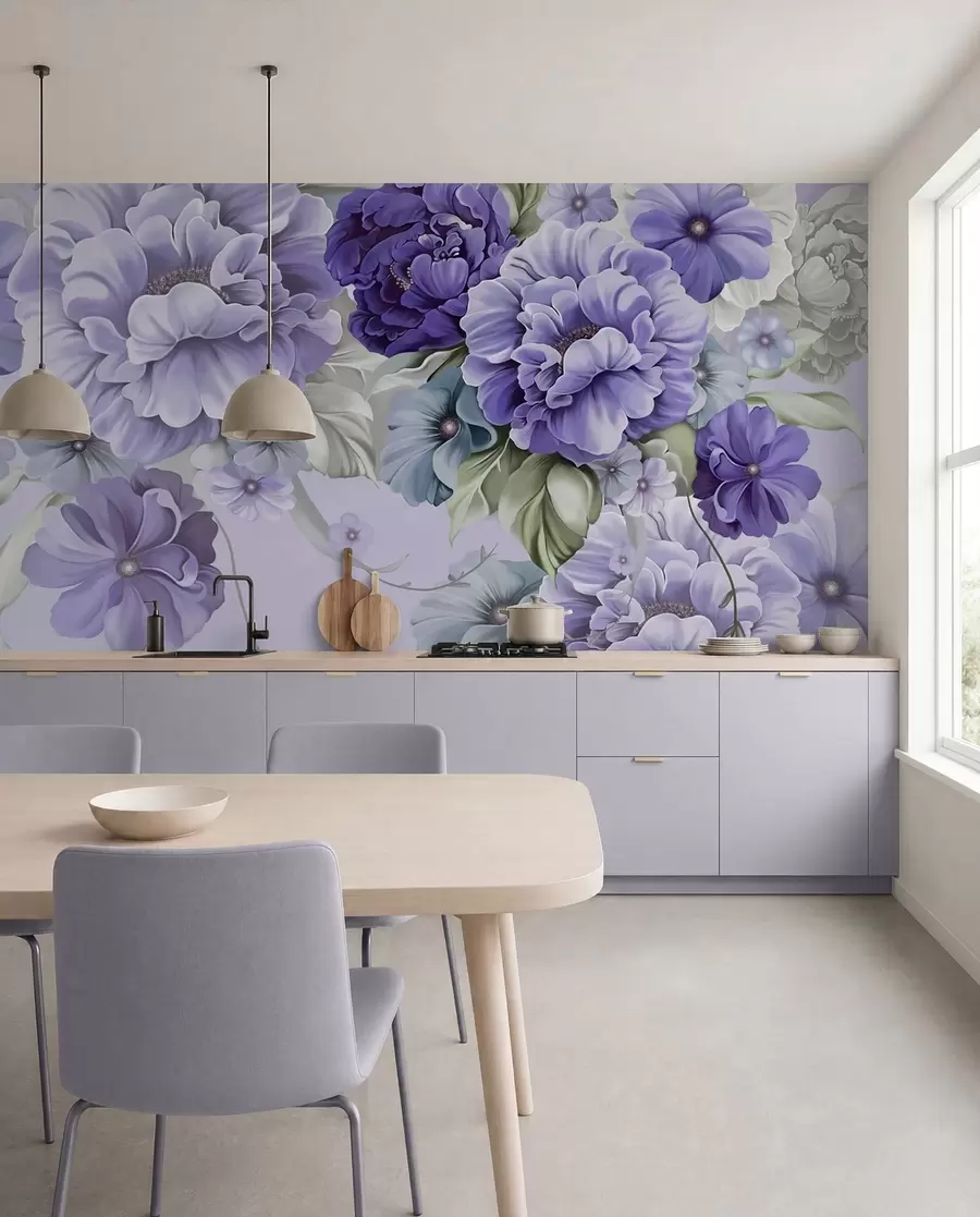 murais de parede Flores azuis delicadas em tons de azul u59900v2