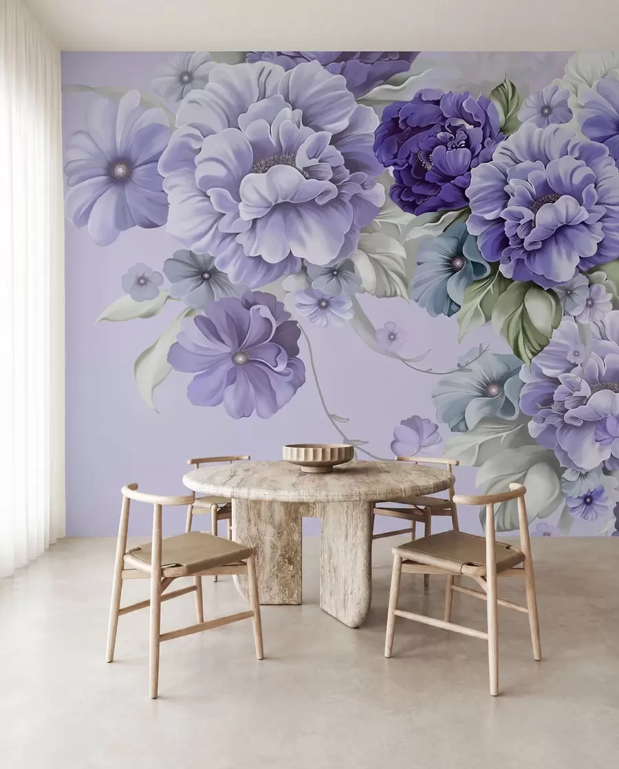 murais de parede Flores azuis delicadas em tons de azul u59900v2
