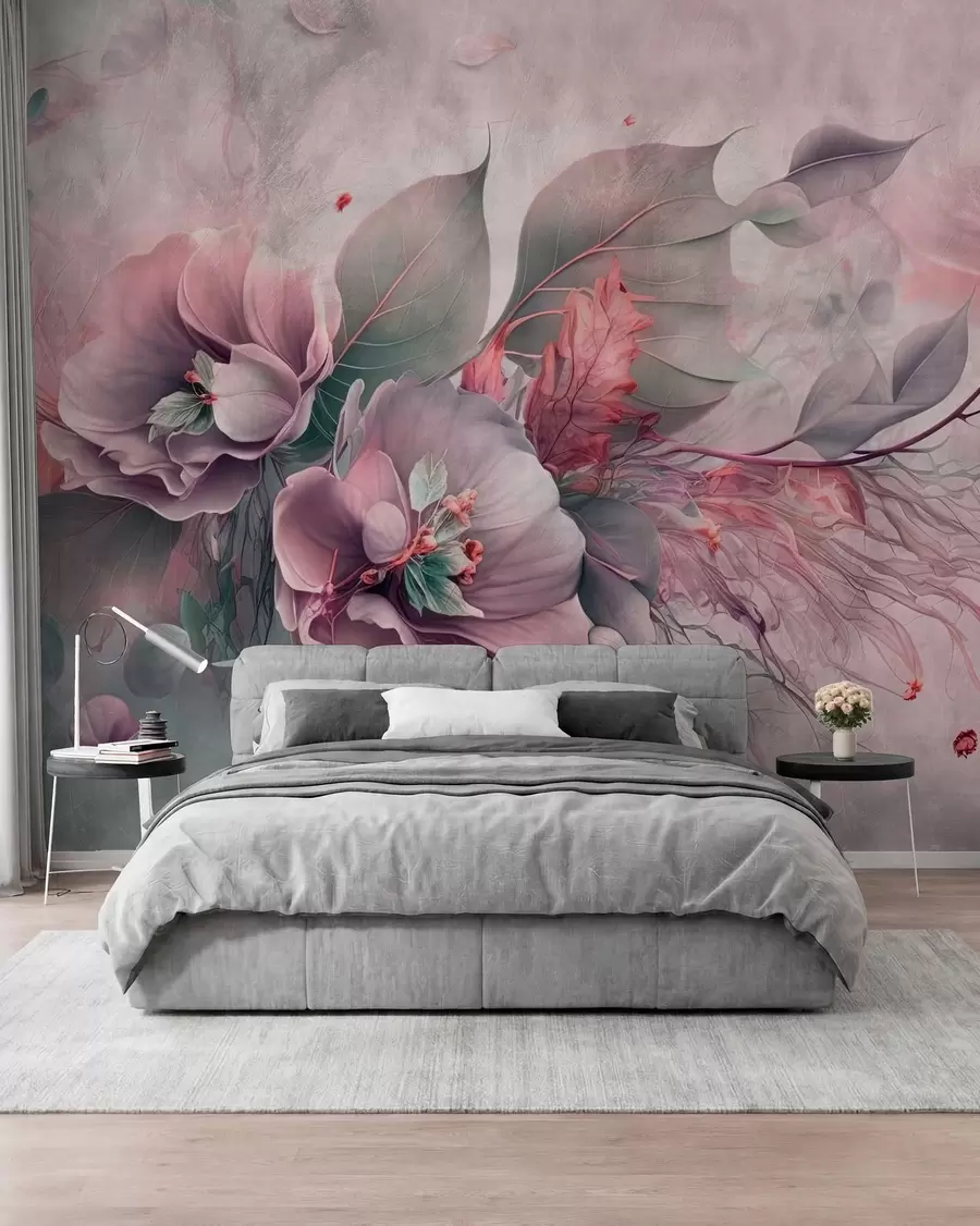 murais de parede Flores de quimera em tons de rosa u93930v2