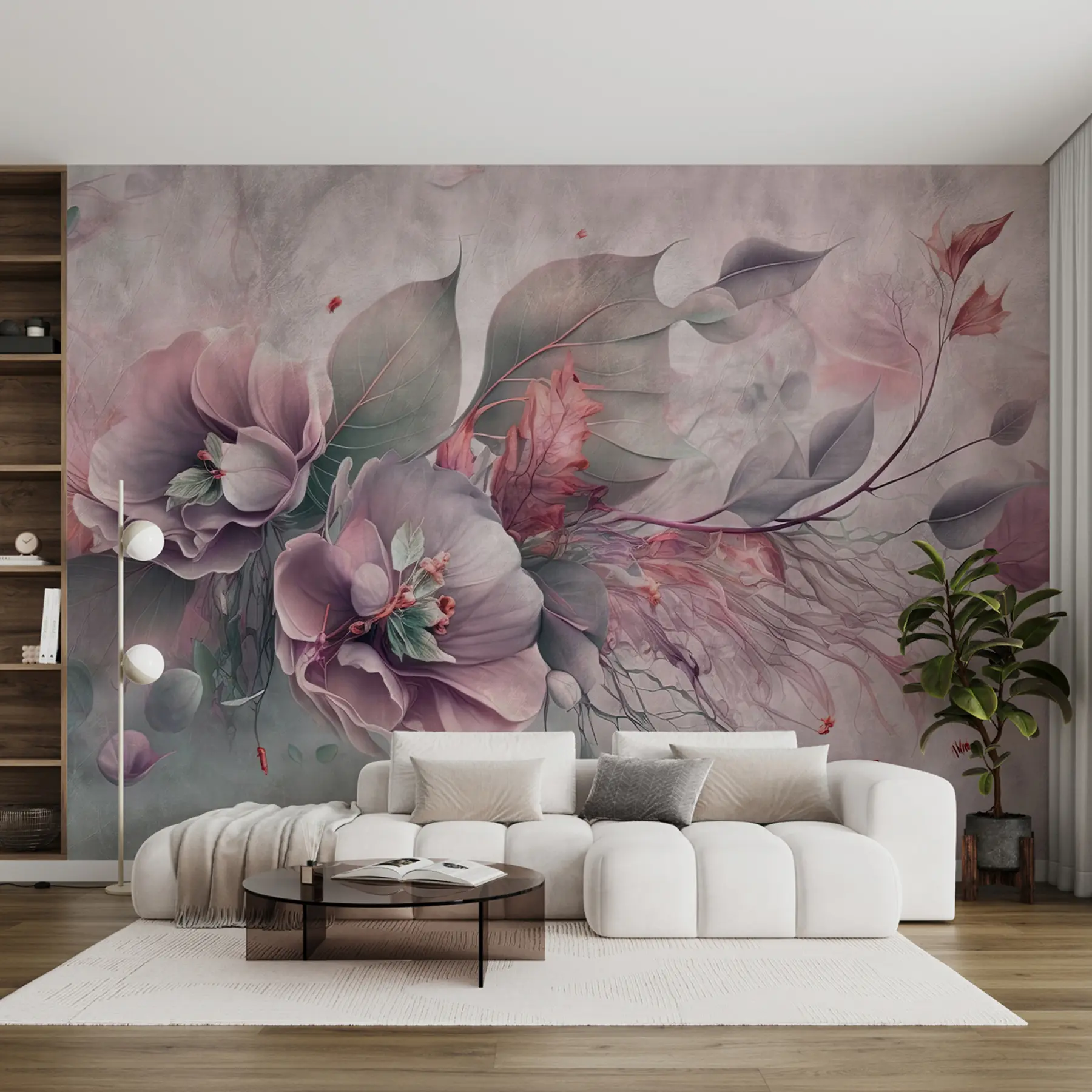 murais de parede Flores de quimera em tons de rosa u93930v2
