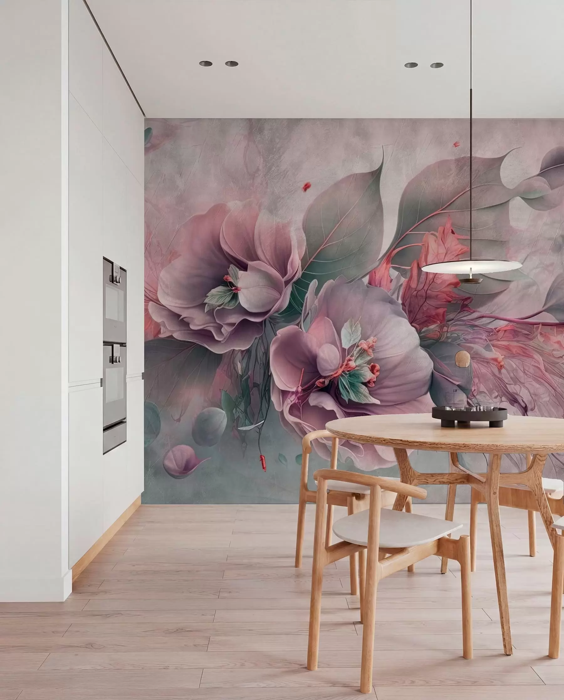 murais de parede Flores de quimera em tons de rosa u93930v2