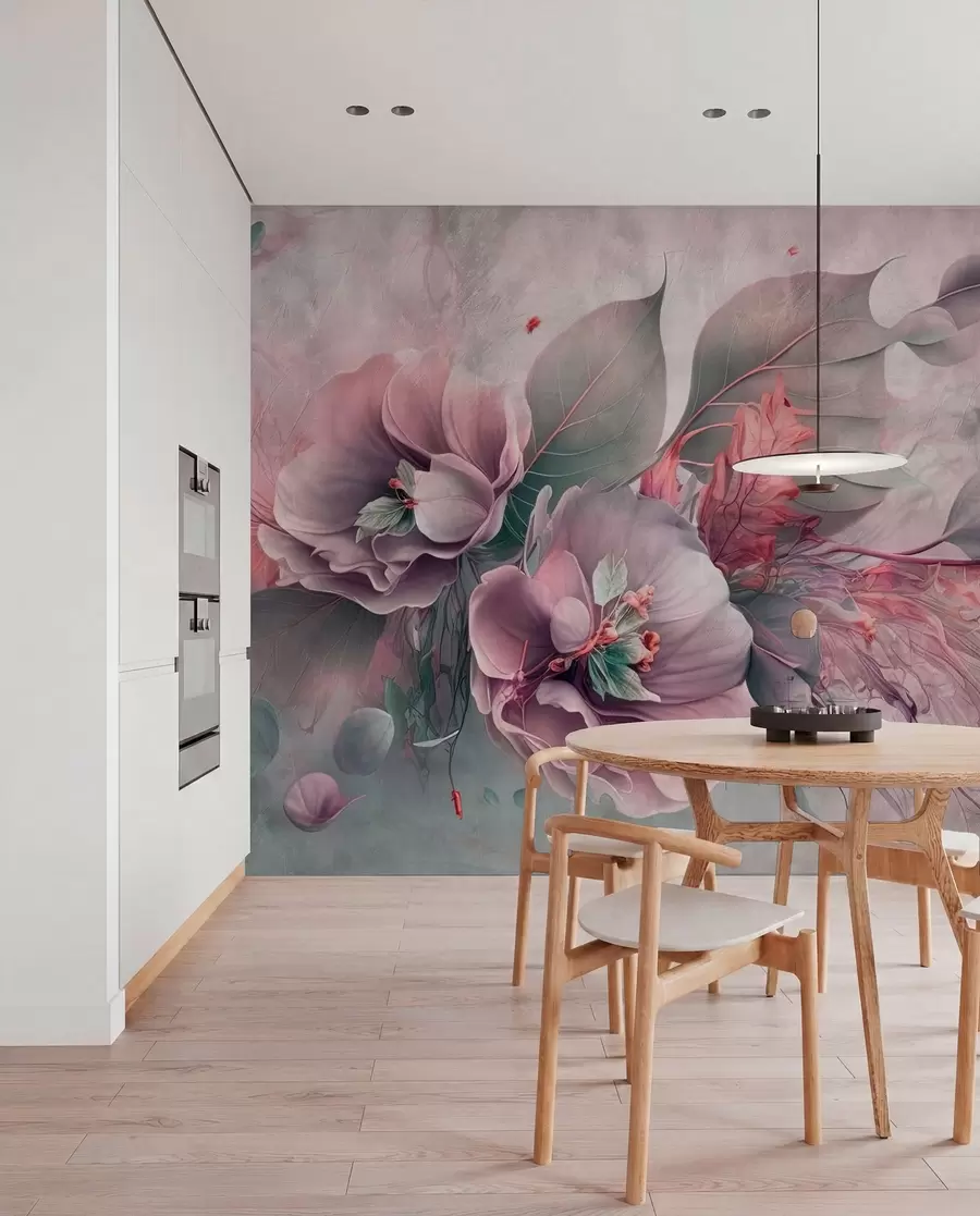murais de parede Flores de quimera em tons de rosa u93930v2