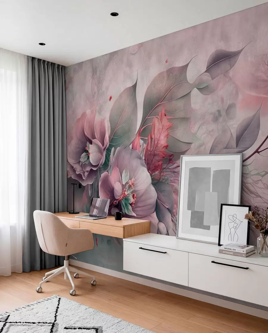 murais de parede Flores de quimera em tons de rosa u93930v2