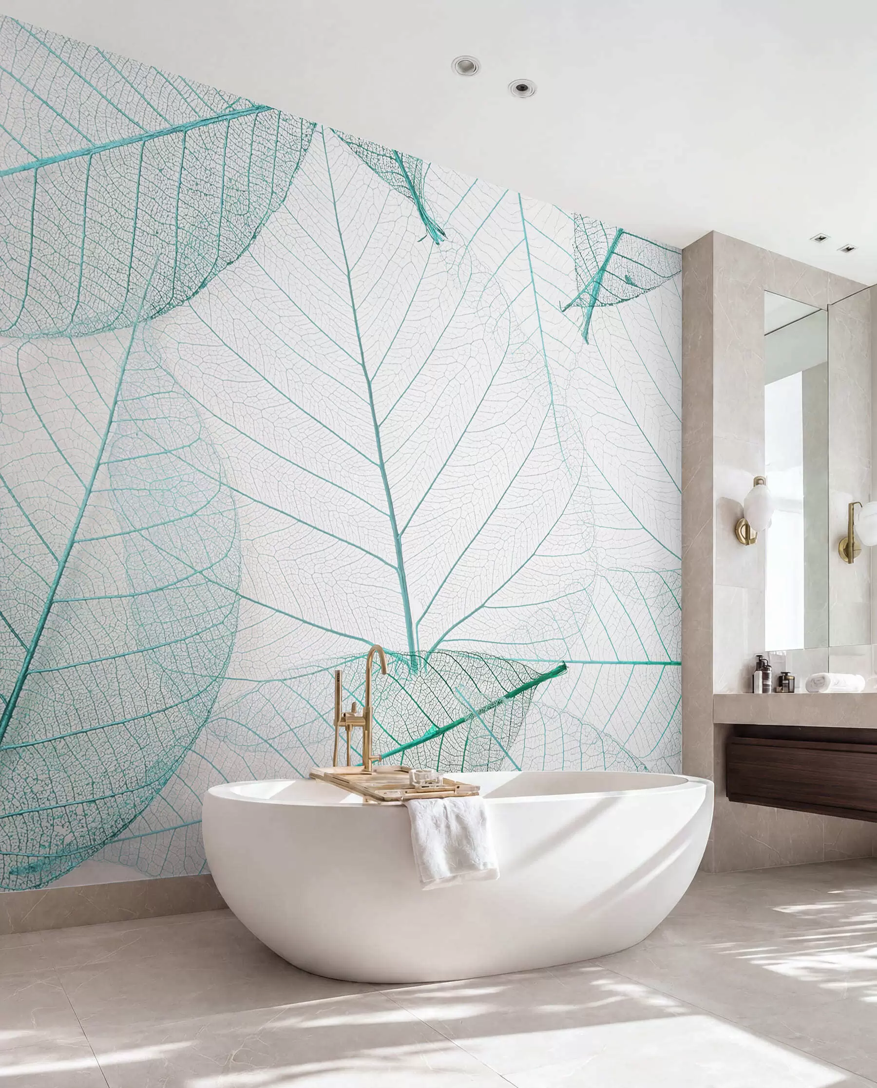 murais de parede Folhas transparentes de cor verde u24439v3