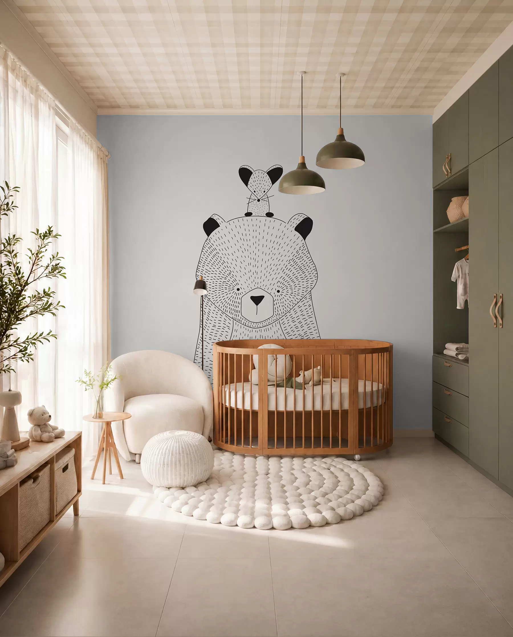 murais de parede Um ursinho de peluche com um rato u98483